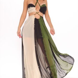 Gypsy Love Maxi Dress- Olive/combo